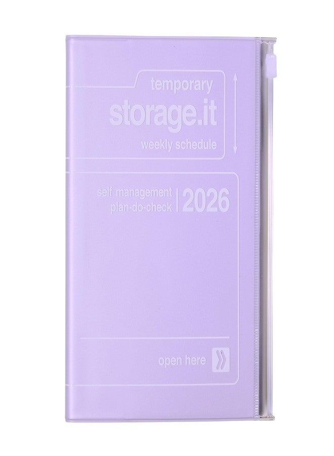 MARK'STYLE MARK’STYLE B6 Weekly Planner 12-Month (Dec 2025-Dec 2026, 192 Pages) with Clear PVC Zipper Pocket Cover (Purple) - Image 1