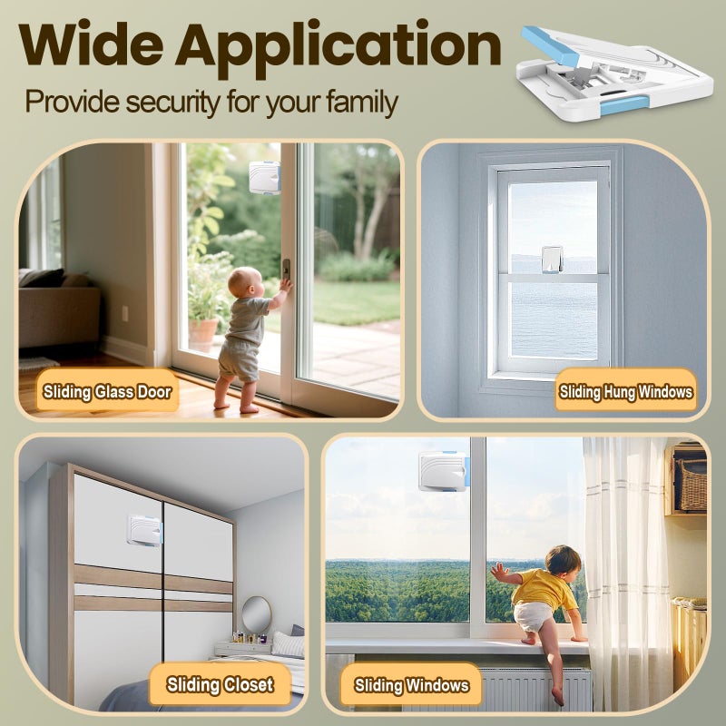 STERGDE Sliding Door Lock 2 Pack, Prevent children from opening sliding doors, sliding door baby proof, Easy To Install, For Sliding Glass Doors, Sliding Windows, Sliding Closets, Etcï¼ˆBlueï¼‰ - Image 3