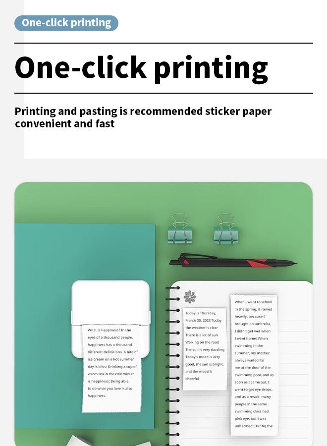 Mini Label Printer, Photo priter,Portable Multi-function Inkless Sticker Maker, Free Cut Small Pocket Printer, Bluetooth Wireless Thermal Printer, Support Android iOS, With One Roll of Printing Pape - Image 3