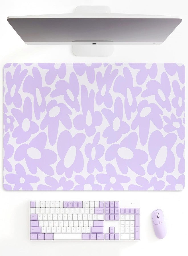Pecfamly Large Aesthetic Cute Purple Keyboard and Mouse Computer Desk Desktop Pad Mat, Cute Purple Computer Mats for Desktop, Keyboard Mats for Desk (31.5" x 15.8") - Image 1