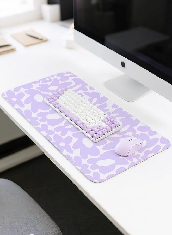 Pecfamly Large Aesthetic Cute Purple Keyboard and Mouse Computer Desk Desktop Pad Mat, Cute Purple Computer Mats for Desktop, Keyboard Mats for Desk (31.5" x 15.8") - Image 5