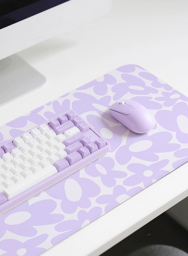 Pecfamly Large Aesthetic Cute Purple Keyboard and Mouse Computer Desk Desktop Pad Mat, Cute Purple Computer Mats for Desktop, Keyboard Mats for Desk (31.5" x 15.8") - Image 2