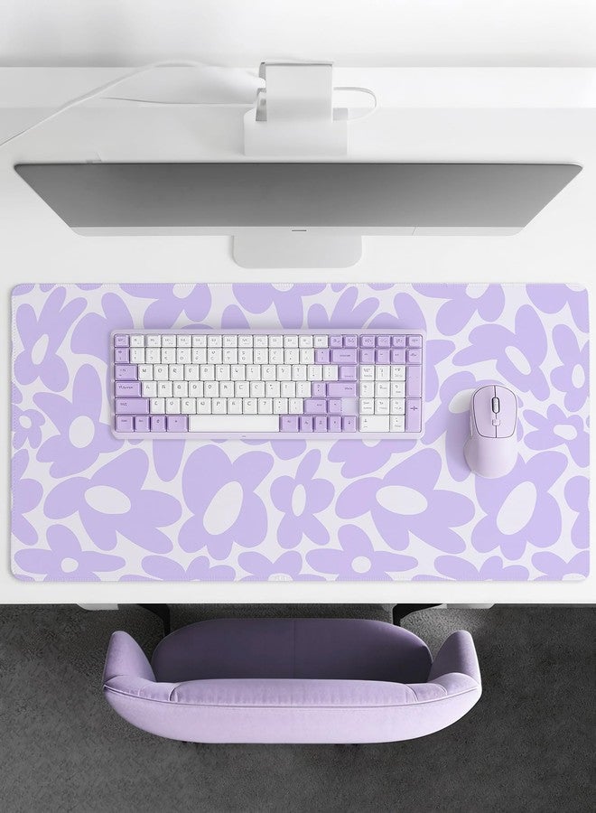 Pecfamly Large Aesthetic Cute Purple Keyboard and Mouse Computer Desk Desktop Pad Mat, Cute Purple Computer Mats for Desktop, Keyboard Mats for Desk (31.5" x 15.8") - Image 4