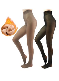 GMORO 2pcs Thermal Stockings Pantyhose for women,Mitid Fleece Lined Tights, Fake Translucent Slimming Breathable Stretchy Soft smooth Comfortable and Dry for Outdoor Indoor Autumn Winter (220g)  - Image 1