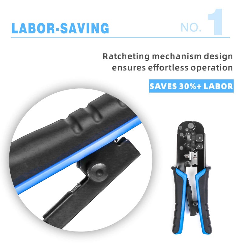 wekesigo Network Crimper,Cable Stripper Cutter - RJ11 RJ12 RJ45 6P6C/4C,8P8C Connector Crimper Pliers, for Network and Telephone Cables,Ethernet Crimping Hand Tools - Image 3
