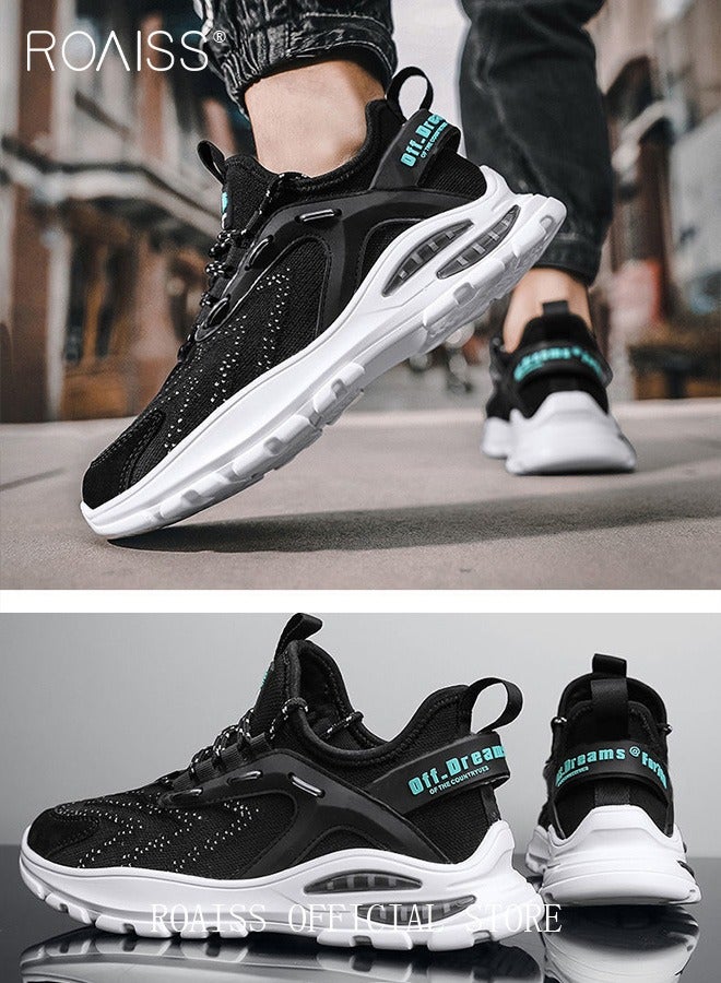 roaiss Men's Running Shoes Non-slip Breathable Training Shoes, Shock-Absorbing Lace-Up Lightweight Outdoor Sports Shoes Black for Young People Casual Shoes Black - Image 2