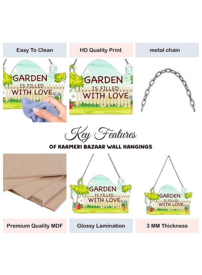Kaameri Bazaar Garden is Filled With Love MDF Wooden Wall Hanging for Home Decor | Office | Gifts | Living Room | Bedroom | Wooden Decorative Items | Modern Painting | Artworks Decoration - Image 2