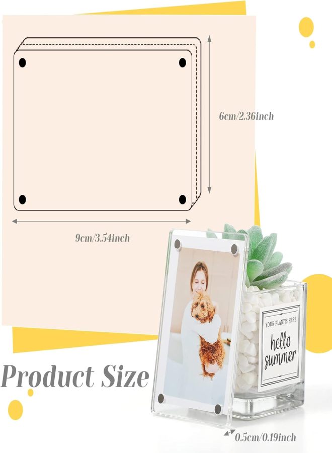 15 Pack Acrylic Magnetic Fridge Photo Frames Mini Double Sided Fridge Photo Frames Clear Borderless Card Note Display Frames, 2.36 x 3.54 Inch - Image 3