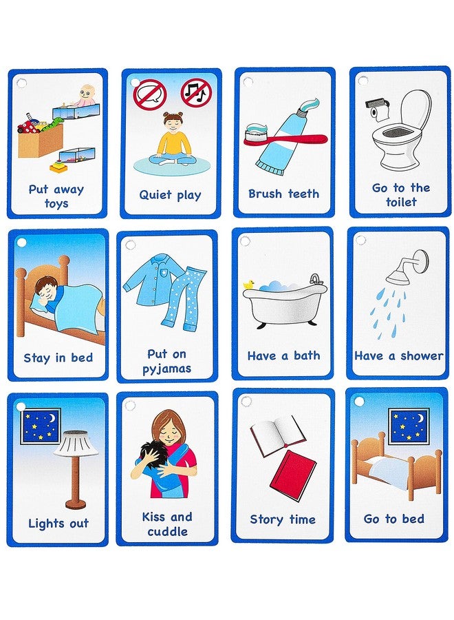 Amonev My Bedtime Routine Cards 12 Flash Cards For Visual Aid Special Ed, Speech Delay Non Verbal Children And Adults With Autism Or Special Needs  - Image 1