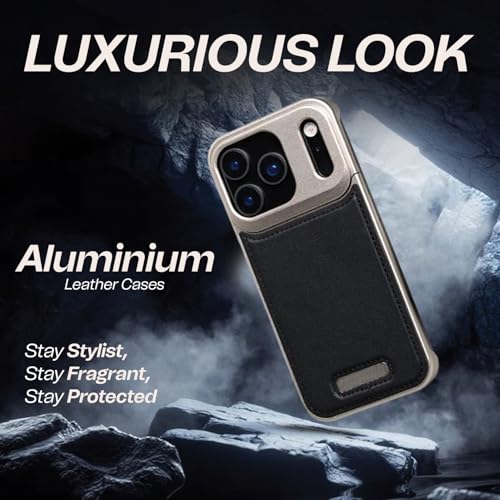 Tech Trendz TechTrendz Premium Metallic AeroFLex Aluminium Leather Case with Aroma Perfume Cover Compatible for iPhone 17 Pro (Desert Titanium) - Image 2