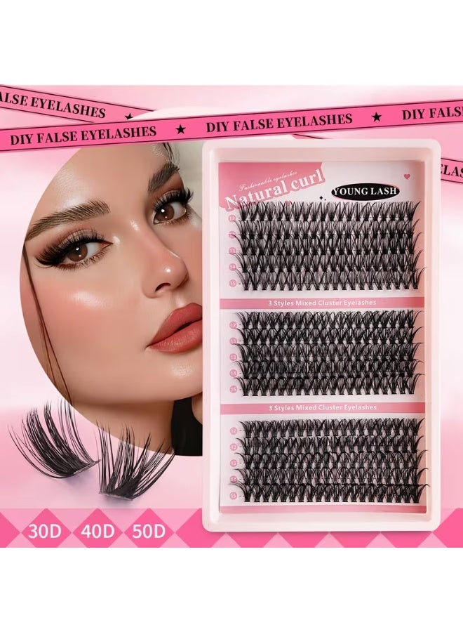 طقم رموش عنقودية احترافية DIY - 3 أنماط مختلطة، مظهر كيرلي طبيعي، أطوال متنوعة (12-15 ملم)، سهلة التركيب للمبتدئات والمحترفين -  Lash Natural Curl - Image 1