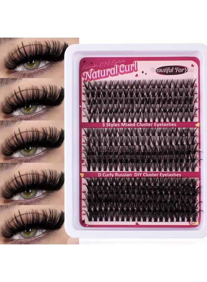 طقم رموش عنقودية احترافية DIY - 3 أنماط مختلطة، مظهر كيرلي طبيعي، أطوال متنوعة (12-15 ملم)، سهلة التركيب للمبتدئات والمحترفين -  Lash Natural Curl - Image 3