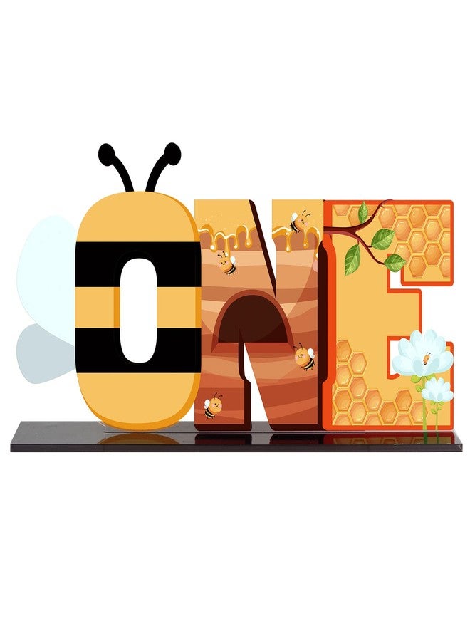 LINGTEER ONE Birthday Acrylic Table Centerpieces, Happy Bee Day Baby First Birthday Baby Shower Party Decorations Photoprop Sign. - Image 1