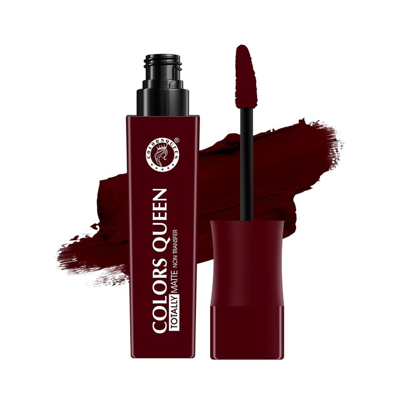 COLORS QUEEN Colors Queen Totally Matte Liquid Lipstick Intense Color Payoff Lightweight Comfortable One Swipe Application Long Lasting Non Transfer Liquid Lipstick for Women 03 Deep Maroon 75g - Image 1
