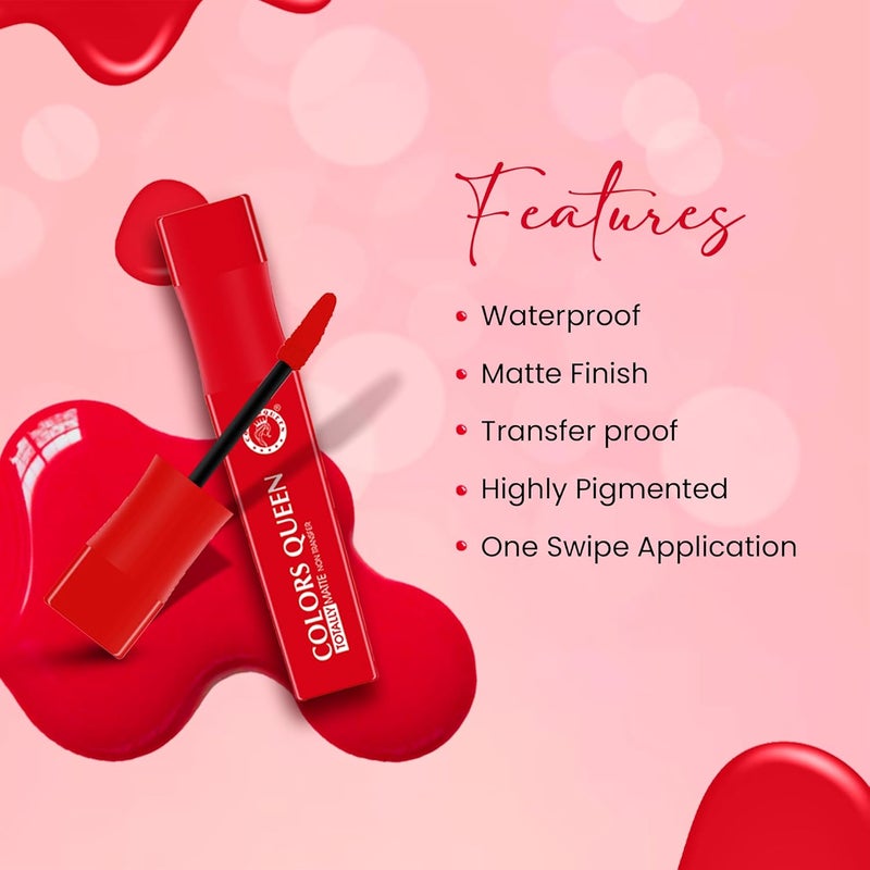 COLORS QUEEN Colors Queen Totally Matte Liquid Lipstick Intense Color Payoff Lightweight Comfortable One Swipe Application Long Lasting Non Transfer Liquid Lipstick for Women 03 Deep Maroon 75g - Image 3