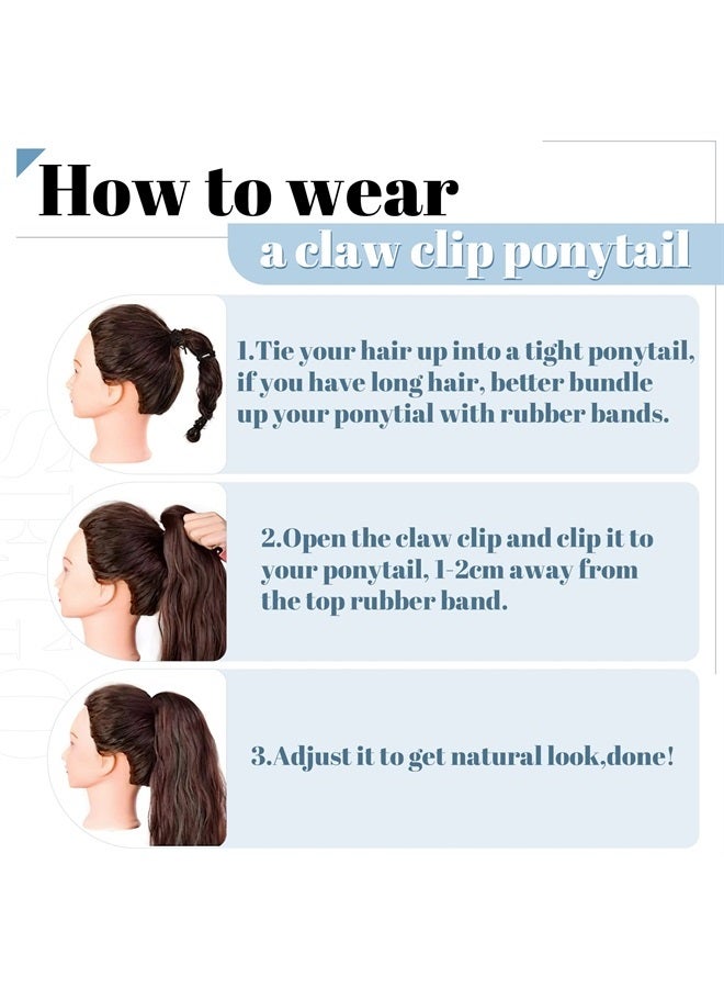 SEGO Claw Clip Ponytail Extension Human Hair Clip in Ponytail Hair Extensions Pony Tails Hair Extensions 100% Real Remy Hair Long Straight For Women -22 Inch Natural Black 120 Gram