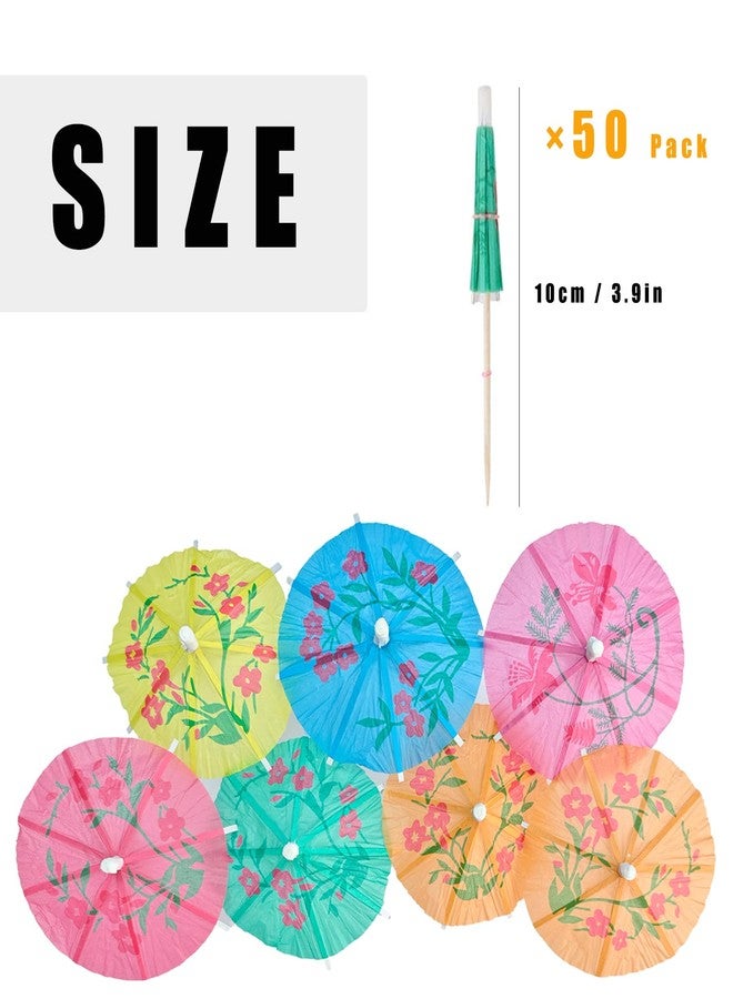 CYRYLC 50 Pcs Cocktail Umbrellas - Paper Mini Umbrella,Colorful Cocktail Umbrella Picks for Drinks Hawaiian Cupcake Toppers Cocktail Garnishes Colorful Paper Toothpicks for Party Decorations - Image 2