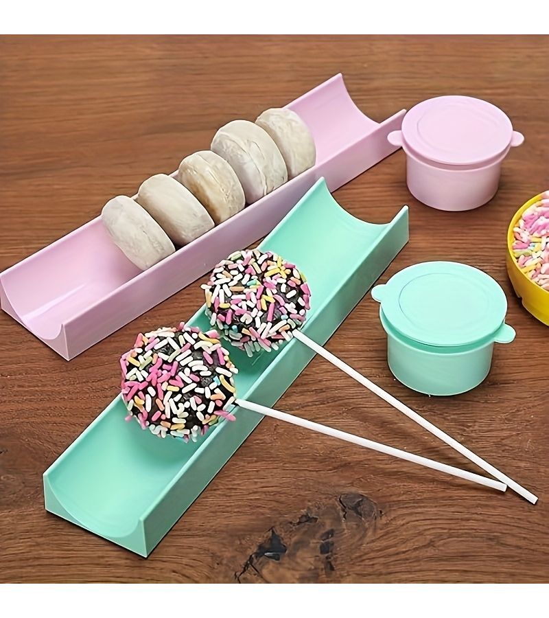 Blue Round Cake Pop Mold Set with Tray Sticks ABS Baking Kit for Party Wedding - Image 2