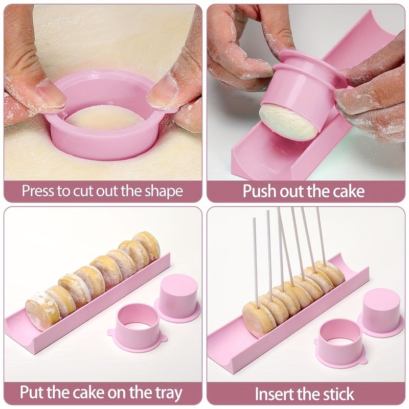 Blue Round Cake Pop Mold Set with Tray Sticks ABS Baking Kit for Party Wedding - Image 3