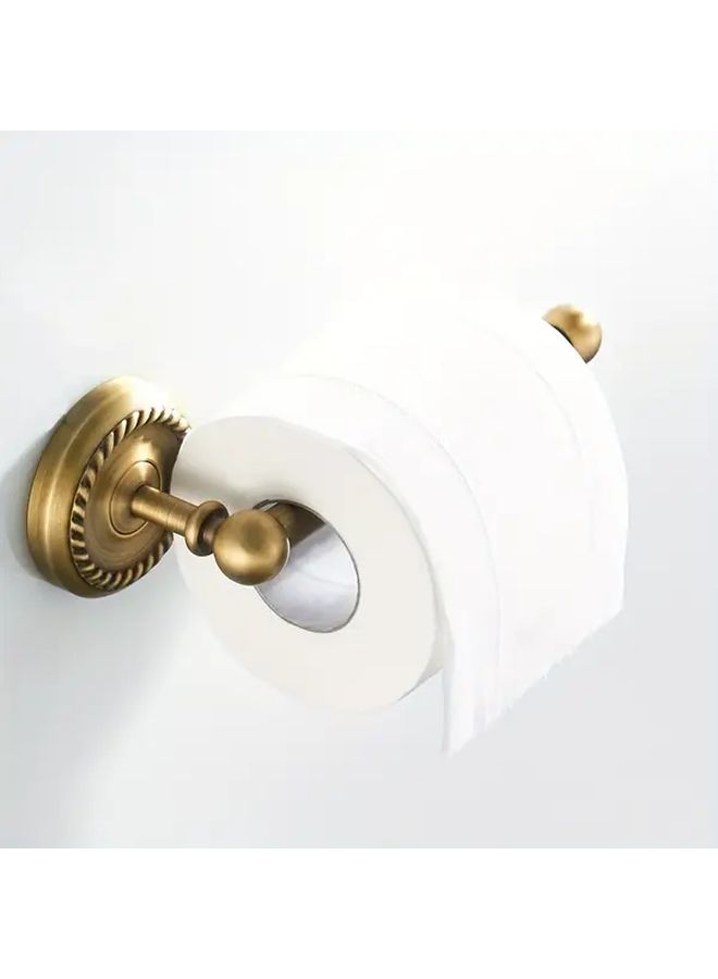 Vintage Copper Wall Mounted Towel Rack With Tissue Holder Elegant Antique Finish No Drill Installation Bathroom Decor White And Antique Copper Bathroom Organizers Storage Retro Paper Towel Bar - Image 2