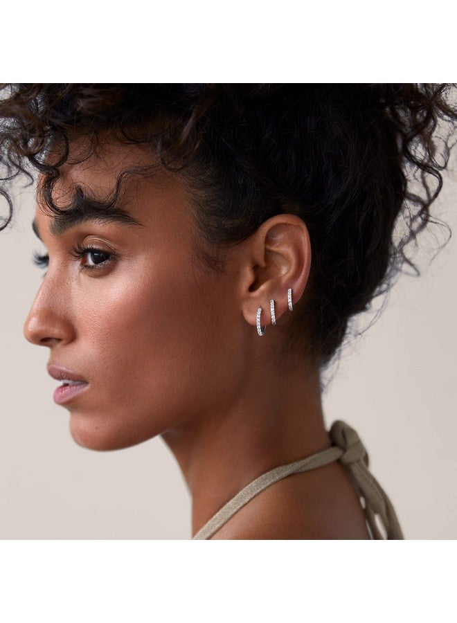 PAVOI 18K Huggie 3 Earring Pack (8mm, 10mm and 12mm) (3 Pack Huggies, White Gold) - Image 4