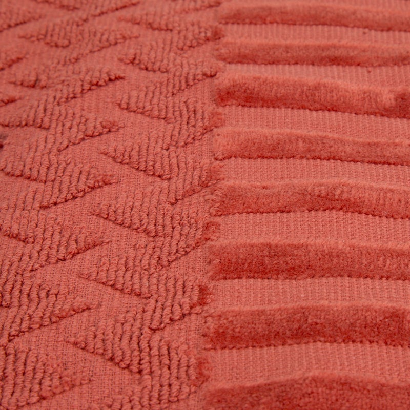 Lavish Home 6-Piece Cotton Deluxe Plush Bath Towel Set â€“ Chevron Patterned Plush Sculpted Spa Luxury Decorative Body, Hand and Face Towels (Brick), 27"x54"x0.25" - Image 3