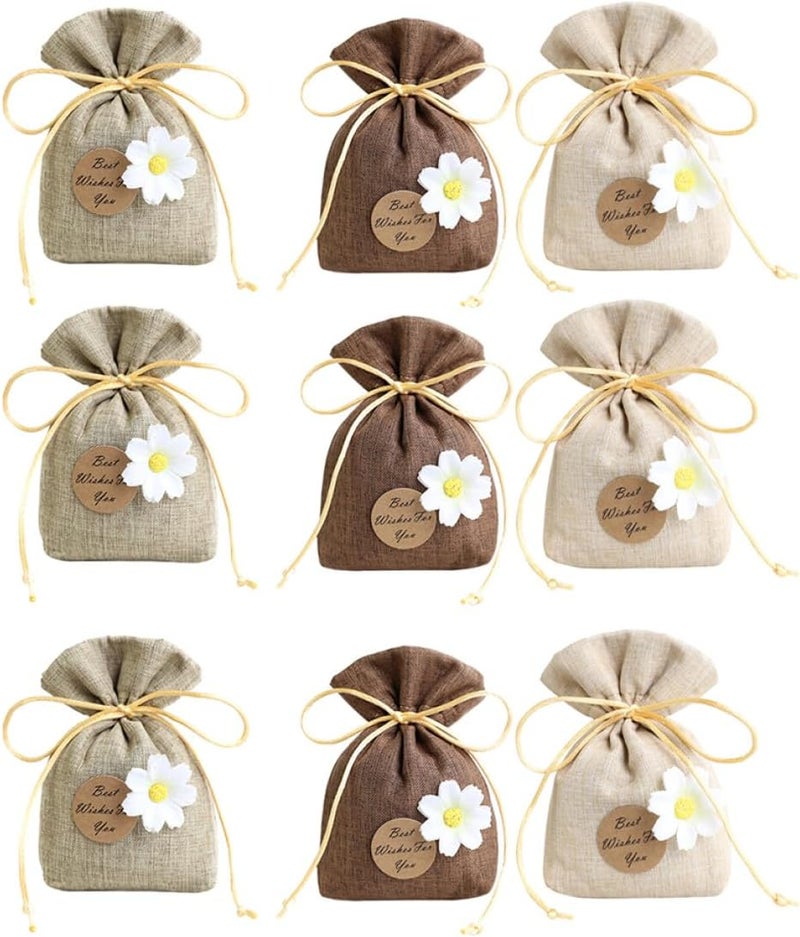 ABOOFAN 9pcs Drawstring Empty Perfume Sachet Bags Cotton Linen Hanging Fragrance Sachets for Closet Bedroom Car Home Décor Random Color - Image 1