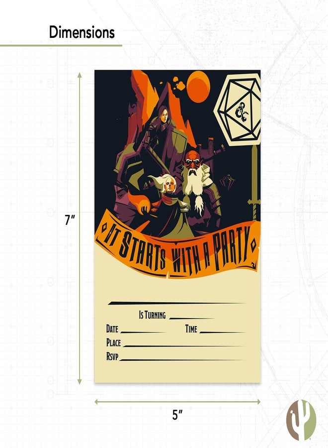 ديزرت كاكتوس بطاقات دعوة عيد ميلاد سعيد بتصميم صبار صحراوي، مستوحاة من لعبة Dungeons & Dragons (D&D)، ١٠ بطاقات مع أظرف، بتصميم دونات، مناسبة لحفلات الأولاد والبنات والأطفال (النمط B). - Image 3