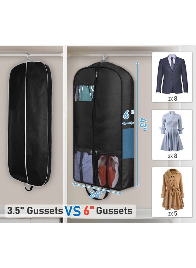 MISSLO MISSLO 43" Heavy Duty Garment Bags for Travel 6" Gusseted Suit Bags for Closet Storage 4 Handles Hanging Clothes Bag with Pocket Mens Suit Cover for Shirts, Coats, Dresses  - Image 4