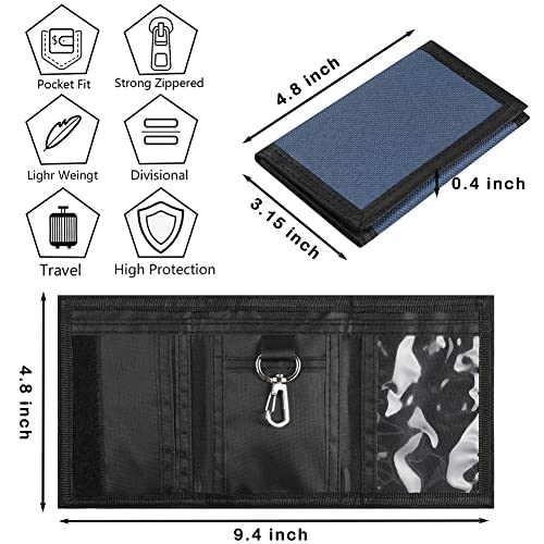 Lamiza Kids Wallet for Boys Girls Teens Trifold, Canvas Toddler Wallet for Boys, Cute Zipper Wallets Youth with Coin Pocket and Card Holders, Novelty Wallets for Childrens Birthday Gifts (Navy blue) - Image 3