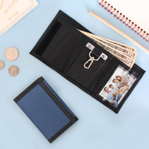 Lamiza Kids Wallet for Boys Girls Teens Trifold, Canvas Toddler Wallet for Boys, Cute Zipper Wallets Youth with Coin Pocket and Card Holders, Novelty Wallets for Childrens Birthday Gifts (Navy blue) - Image 2