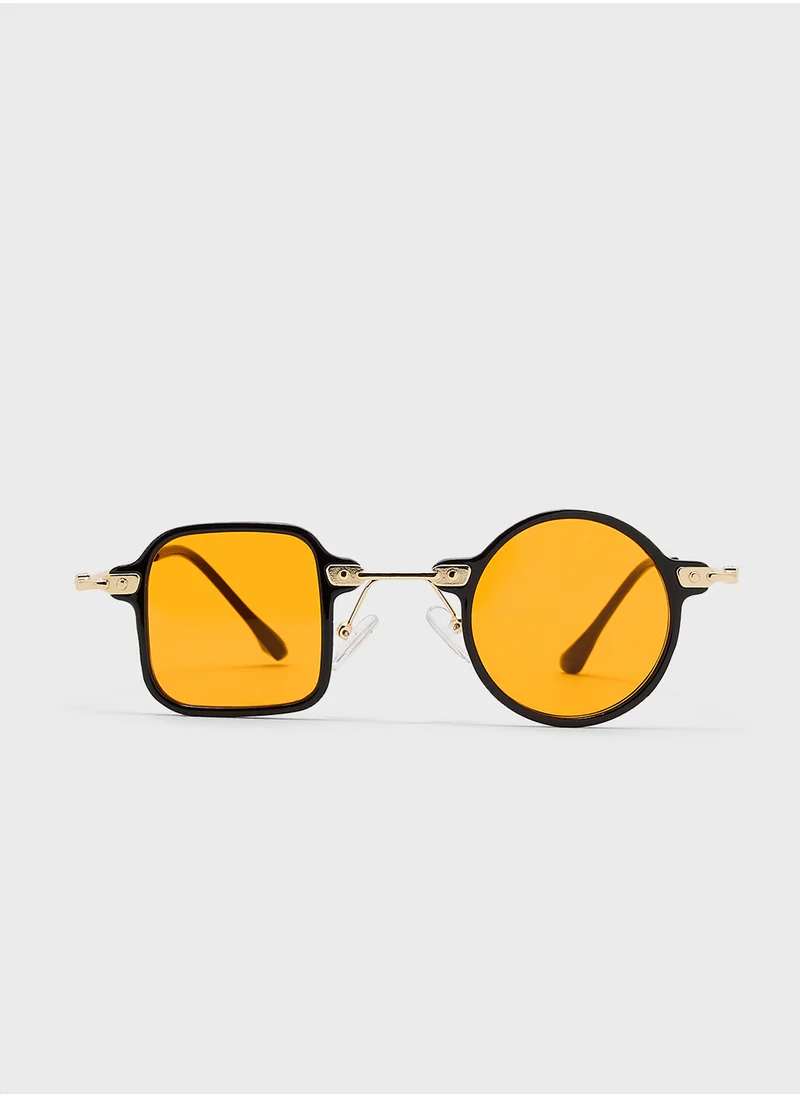 Seventy Five Asymmetric Square Round Casual Sunglasses