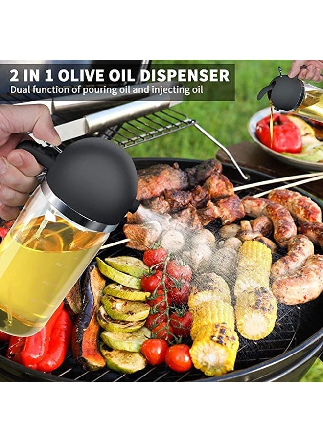 Arabest 2 in 1 Olive Oil Sprayer for Cooking, 550ml Double-Use Glass Bottle Automatic Dispenser, Oil and Vinegar Dispenser, For Kitchen, Air Fryer, Salad, Baking, Grilling, Frying (Black)  - Image 2