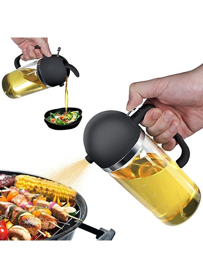 Arabest 2 in 1 Olive Oil Sprayer for Cooking, 550ml Double-Use Glass Bottle Automatic Dispenser, Oil and Vinegar Dispenser, For Kitchen, Air Fryer, Salad, Baking, Grilling, Frying (Black)  - Image 1