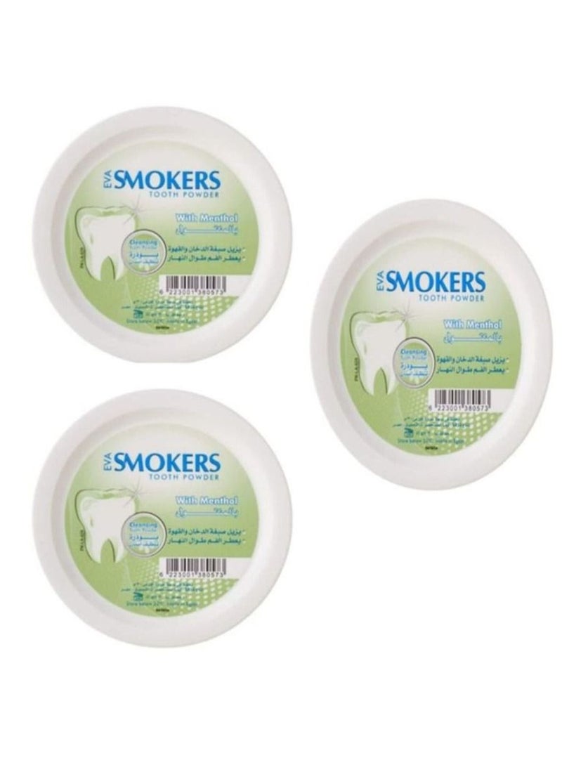 مجموعة من 3 قطع بودرة أسنان بالمنتول للمدخنين أبيض 40جم