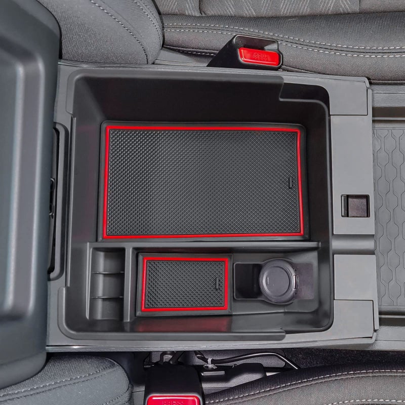 TACORBO Center Console Organizer Compatible with Nissan Frontier 20222023 2024 2025 Accessories Pickup Truck Armrest Secondary Storage Box ABS Insert Glove Box Tray Red Trim
