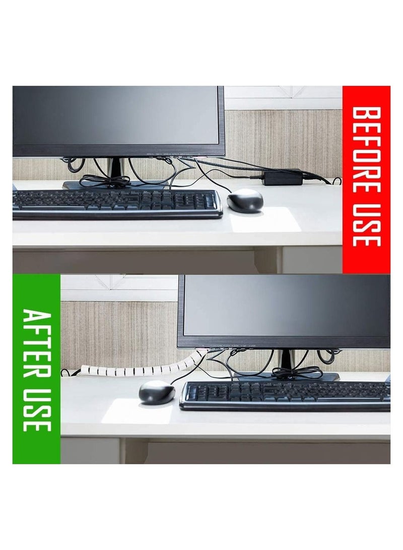 KASTWAVE Cable Tidy Sleeves,5M Cable Management Wire Tidy Cable Cover Protector with Cord Organizer Clip for PC TV Computer Home and Office Cord Organizer, DIY Flexible - Image 2