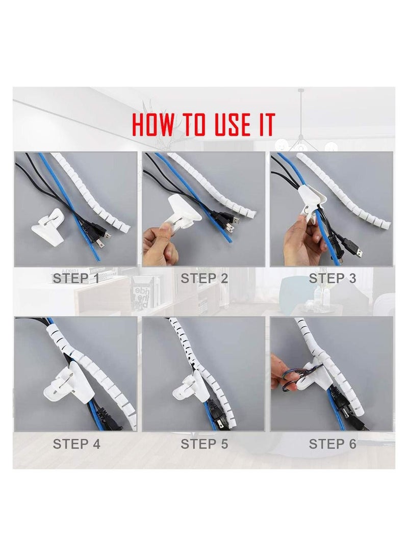 KASTWAVE Cable Tidy Sleeves,5M Cable Management Wire Tidy Cable Cover Protector with Cord Organizer Clip for PC TV Computer Home and Office Cord Organizer, DIY Flexible - Image 5