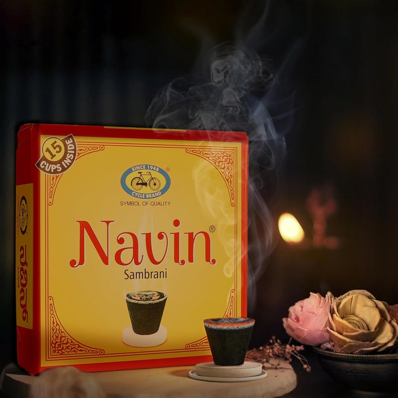 Cycle Pure Navin Sambrani Dhoop Cups for Pooja 45 pcs Havan Cups for Pooja Home Festivals Natural GuggalLoban Dhoop Original Dhoop Cones Pack of 3 15 CupsPack 1 Burner PlatePack - Image 2
