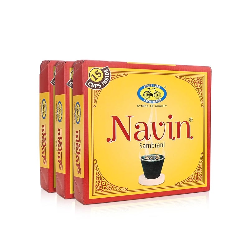 Cycle Pure Navin Sambrani Dhoop Cups for Pooja 45 pcs Havan Cups for Pooja Home Festivals Natural GuggalLoban Dhoop Original Dhoop Cones Pack of 3 15 CupsPack 1 Burner PlatePack - Image 1