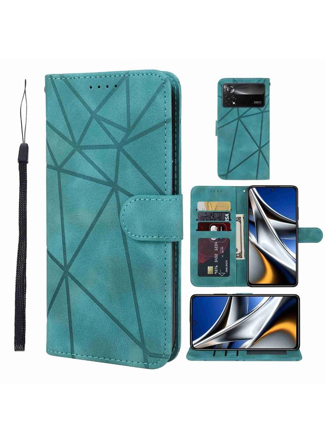 The Bros Case For Xiaomi Poco X4 Pro 5G Skin Feel Geometric Lines Leather Phone Case