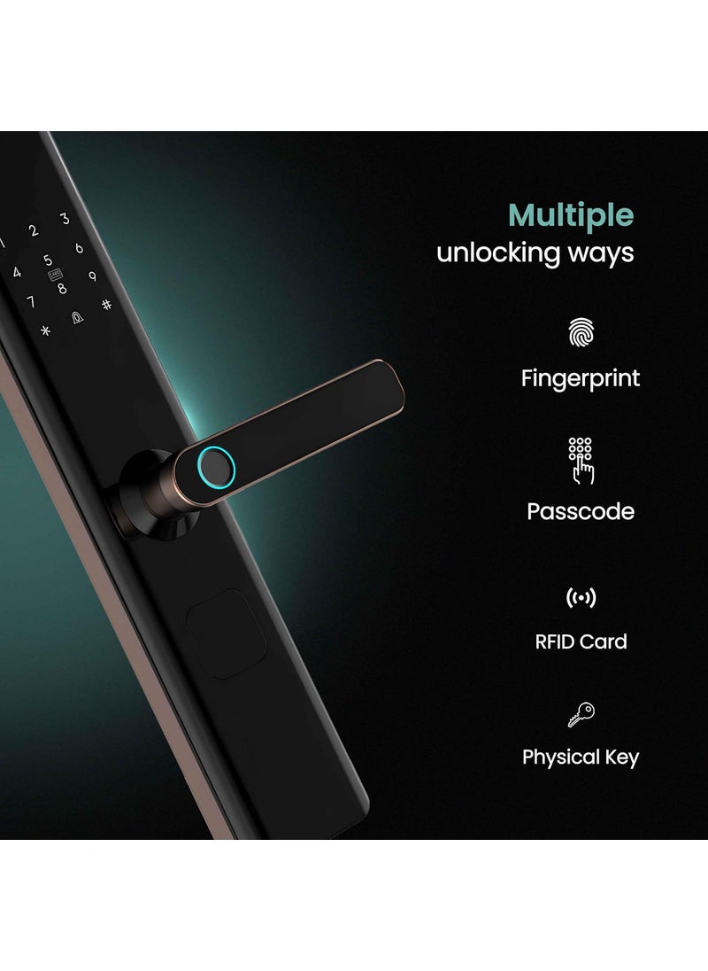 SmartiQo - SmartiQo E1 Digital Smart Door Lock 5Way Unlocking 5 Bolts Remote Unlocking via OTP Fingerprint PIN Access Card Mechanical Key 2 Years Brand Warranty Rosegold - Image 1