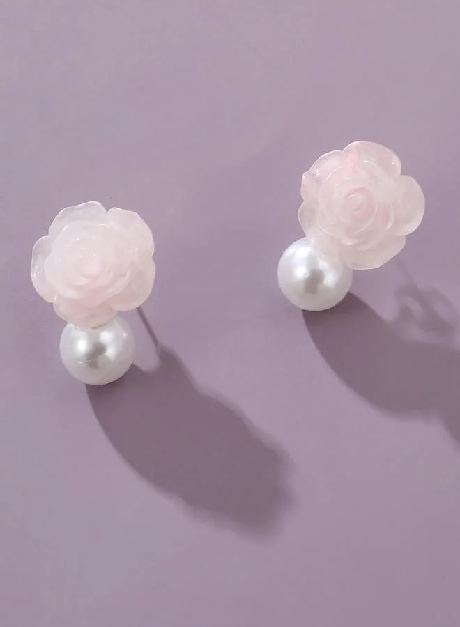 Take Two Faux Pearl Flower Earrings