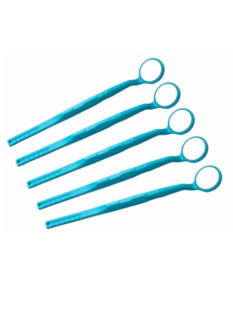 مرآة فم عالية الدقة للأسنان، ٥ قطع - ٢٢ مم، أحادية الجانب، لون أزرق وأخضر