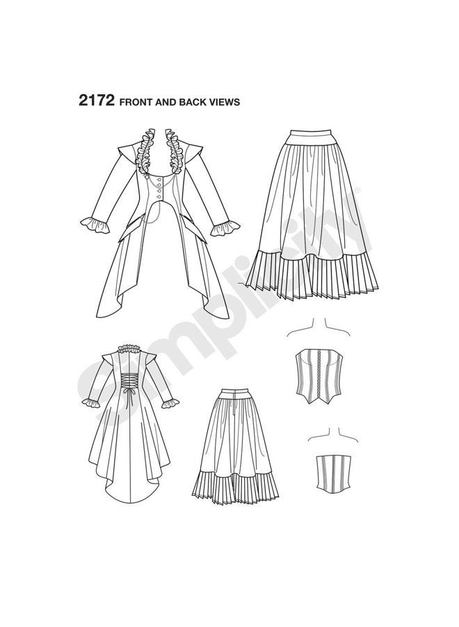 Simplicity R5 14-16-18-20-22 Sewing Pattern 2172 Misses Costume - Image 2