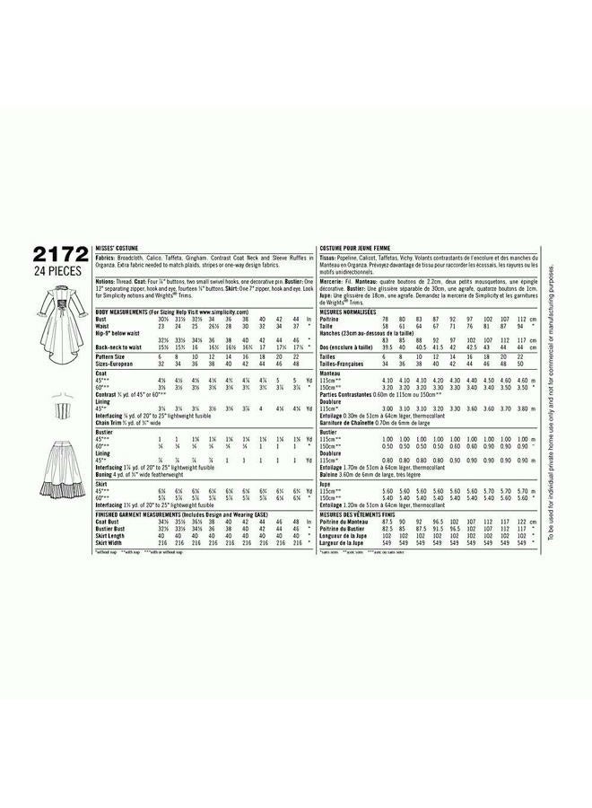 Simplicity R5 14-16-18-20-22 Sewing Pattern 2172 Misses Costume - Image 3