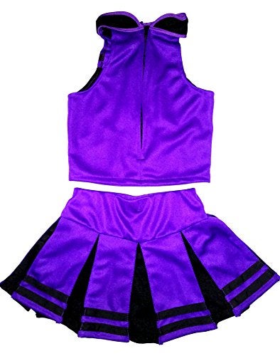 Total 2550 Little Girls' Cheerleader Cheerleading Outfit Uniform Costume Cosplay Halloween Violet/Black (S / 2-5) - Image 2
