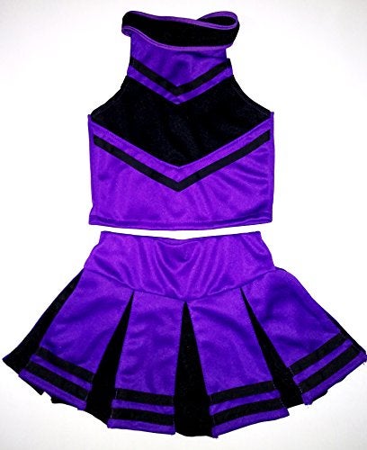 Total 2550 Little Girls' Cheerleader Cheerleading Outfit Uniform Costume Cosplay Halloween Violet/Black (S / 2-5) - Image 3