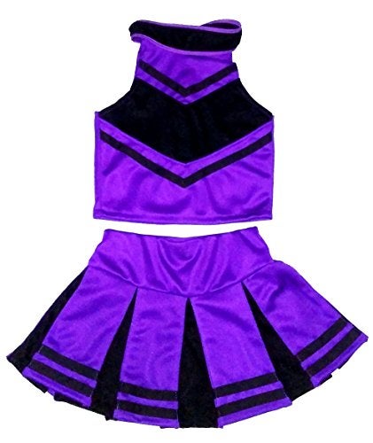 Total 2550 Little Girls' Cheerleader Cheerleading Outfit Uniform Costume Cosplay Halloween Violet/Black (S / 2-5) - Image 5