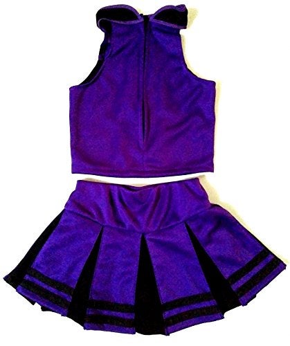 Total 2550 Little Girls' Cheerleader Cheerleading Outfit Uniform Costume Cosplay Halloween Violet/Black (S / 2-5) - Image 4